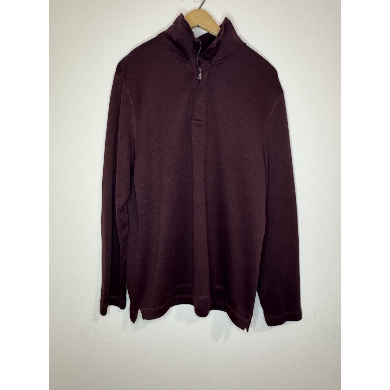 Banana Republic Shirt 1/4 Zip Pullover Men's Size Xl Burgundy Red Elbow Patch